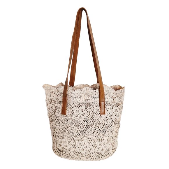 Flower Embroidery Tote Frosted Silk Straw Bag Summer Seaside Travel Uwu >:( - Picture 1 of 9